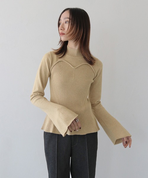 CLEIO（クレイオ）の「【CLEIO】ビスチェツインベルスリーブニット/BUSTIER DESIGN BELL SLEEVE KNITTED/982-11603（ニット/セーター・レディース・ブラウン/ベージュ/アイボリー・FREE）」の9枚目の写真