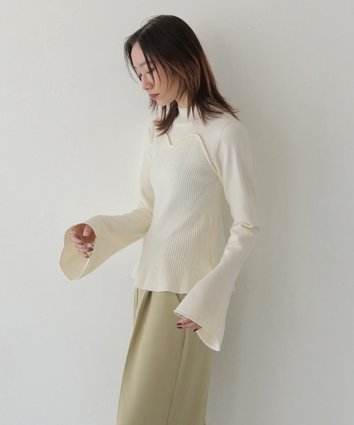 CLEIO（クレイオ）の「【CLEIO】ビスチェツインベルスリーブニット/BUSTIER DESIGN BELL SLEEVE KNITTED/982-11603（ニット/セーター・レディース・ブラウン/ベージュ/アイボリー・FREE）」の21枚目の写真