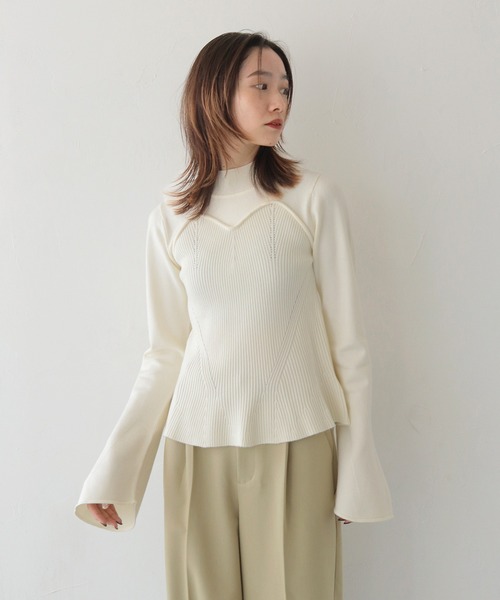 CLEIO（クレイオ）の「【CLEIO】ビスチェツインベルスリーブニット/BUSTIER DESIGN BELL SLEEVE KNITTED/982-11603（ニット/セーター・レディース・ブラウン/ベージュ/アイボリー・FREE）」の17枚目の写真