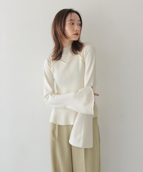 CLEIO（クレイオ）の「【CLEIO】ビスチェツインベルスリーブニット/BUSTIER DESIGN BELL SLEEVE KNITTED/982-11603（ニット/セーター・レディース・ブラウン/ベージュ/アイボリー・FREE）」の18枚目の写真