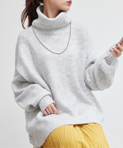 Chez toi(シェトワ)の「ヤクライクタートルネックラウンドヘムプルオーバー(ニット/セーター・レディース・アイボリー/チャコールグレー/ライトグレー/グリーン・FREE)」の3枚目の写真