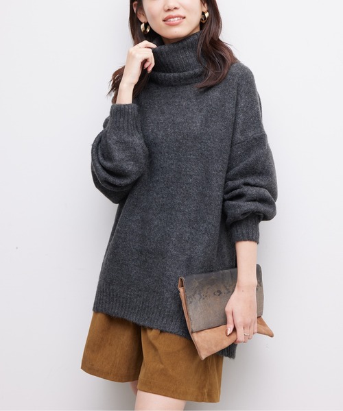 Chez toi(シェトワ)の「ヤクライクタートルネックラウンドヘムプルオーバー(ニット/セーター・レディース・アイボリー/チャコールグレー/ライトグレー/グリーン・FREE)」の7枚目の写真