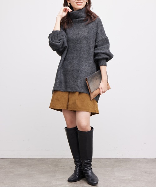 Chez toi(シェトワ)の「ヤクライクタートルネックラウンドヘムプルオーバー(ニット/セーター・レディース・アイボリー/チャコールグレー/ライトグレー/グリーン・FREE)」の12枚目の写真