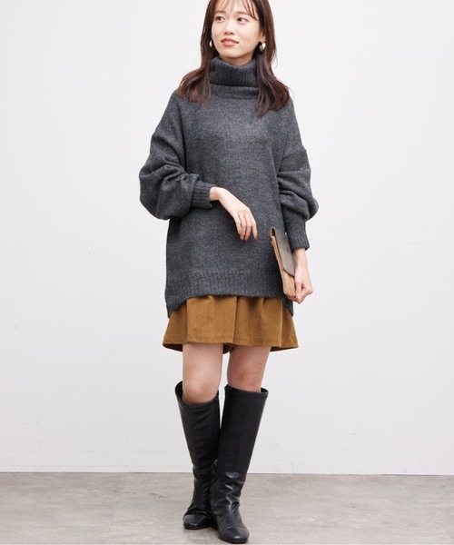 Chez toi(シェトワ)の「ヤクライクタートルネックラウンドヘムプルオーバー(ニット/セーター・レディース・アイボリー/チャコールグレー/ライトグレー/グリーン・FREE)」の13枚目の写真