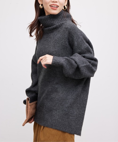 Chez toi(シェトワ)の「ヤクライクタートルネックラウンドヘムプルオーバー(ニット/セーター・レディース・アイボリー/チャコールグレー/ライトグレー/グリーン・FREE)」の11枚目の写真