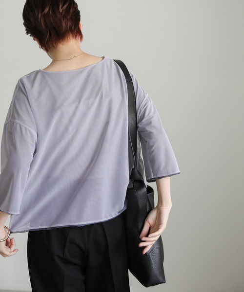 select MOCA（セレクトモカ）の「リバーシブルシアーハーフスリーブトップス（Tシャツ/カットソー・レディース・アイボリー/ブラック/ブルーグレー・FREE）」の15枚目の写真