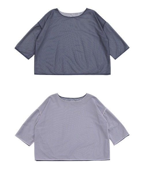 select MOCA（セレクトモカ）の「リバーシブルシアーハーフスリーブトップス（Tシャツ/カットソー・レディース・アイボリー/ブラック/ブルーグレー・FREE）」の18枚目の写真