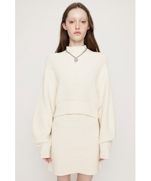 SLY（スライ）の「LG RIB SHORT 2P ローゲージ リブ ショート ツーピー セットアップ ワンピ（セットアップ・レディース・アイボリー/ブルー系その他/ブラック/グレー・FREE）」の6枚目の写真