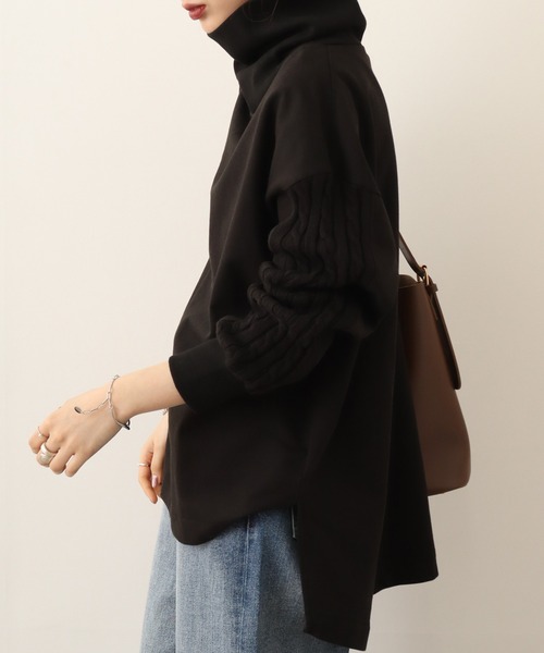 atONE（アットワン）の「atONE ﾆｯﾄﾄﾞｯｷﾝｸﾞﾊｲﾈｯｸ裏起毛ﾌﾟﾙｵｰﾊﾞｰ あったか（スウェット・レディース・ライトカーキ/ブラック/ライトベージュ/杢グレー・4L～5L/LL～3L/M～Ｌ）」の6枚目の写真