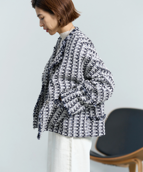 IENA（イエナ）の「＆NAVY ブルーツイードジャケット（その他