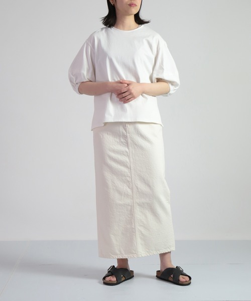 OWLEYE by domingo（アウルアイ バイドミンゴ）の「[ OWLEYE by domingo / アウルアイ ] コットン天竺ボリュームスリーブトップス（Tシャツ/カットソー・レディース・チェリーピンク/グリーン/ホワイト・M/L）」の8枚目の写真
