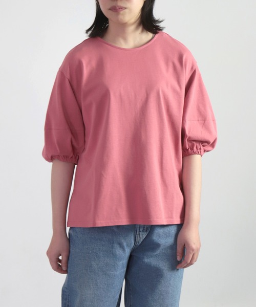 OWLEYE by domingo（アウルアイ バイドミンゴ）の「[ OWLEYE by domingo / アウルアイ ] コットン天竺ボリュームスリーブトップス（Tシャツ/カットソー・レディース・チェリーピンク/グリーン/ホワイト・M/L）」の5枚目の写真