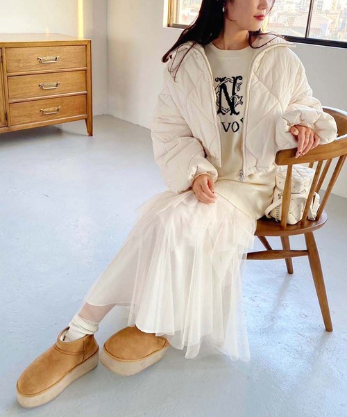 one after another NICE CLAUP（ワンアフターアナザーナイスクラップ）の「ランダムチュールスカート（スカート・レディース・アイボリー/グレー/チャコールグレー・FREE）」の18枚目の写真