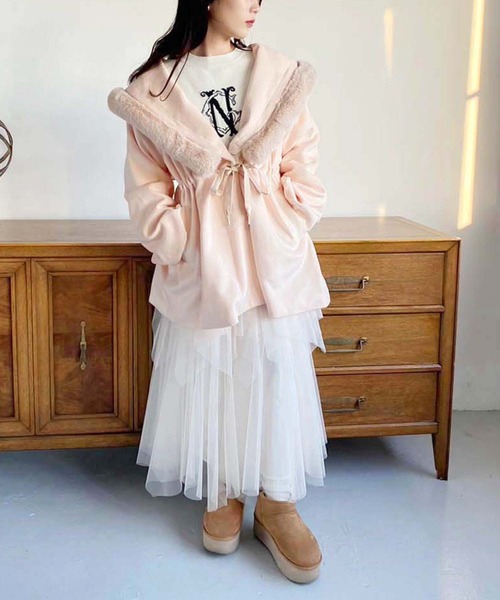 one after another NICE CLAUP（ワンアフターアナザーナイスクラップ）の「ランダムチュールスカート（スカート・レディース・アイボリー/グレー/チャコールグレー・FREE）」の6枚目の写真