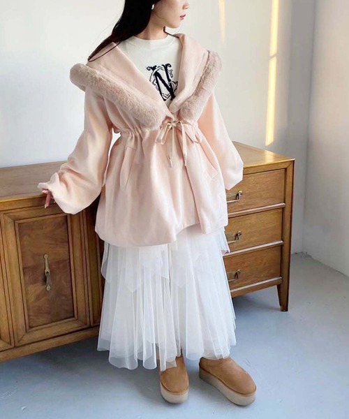 one after another NICE CLAUP（ワンアフターアナザーナイスクラップ）の「ランダムチュールスカート（スカート・レディース・アイボリー/グレー/チャコールグレー・FREE）」の16枚目の写真