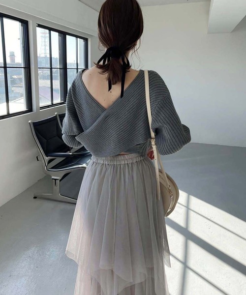 one after another NICE CLAUP（ワンアフターアナザーナイスクラップ）の「ランダムチュールスカート（スカート・レディース・アイボリー/グレー/チャコールグレー・FREE）」の7枚目の写真