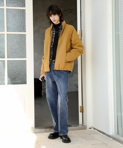 SPADE(スペード)の「【SPADE】裏ラミネート 中綿 スタンドジャケット(ブルゾン・メンズ・ネイビー/ブラック/ダークグリーン/マスタード・MEDIUM/LARGE/X-LARGE)」の21枚目の写真