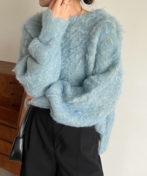 CAPRICIEUX LE'MAGE(カプリシューレマージュ)の「シャギープルオーバー(ニット/セーター・レディース・ライトベージュ/チャコールグレー/グリーン/ブルー・FREE)」の15枚目の写真