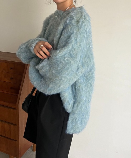 CAPRICIEUX LE'MAGE(カプリシューレマージュ)の「シャギープルオーバー(ニット/セーター・レディース・ライトベージュ/チャコールグレー/グリーン/ブルー・FREE)」の17枚目の写真