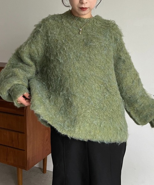 CAPRICIEUX LE'MAGE(カプリシューレマージュ)の「シャギープルオーバー(ニット/セーター・レディース・ライトベージュ/チャコールグレー/グリーン/ブルー・FREE)」の10枚目の写真