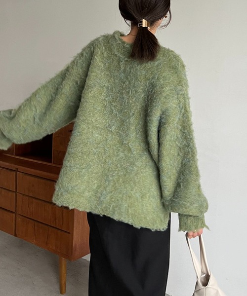 CAPRICIEUX LE'MAGE(カプリシューレマージュ)の「シャギープルオーバー(ニット/セーター・レディース・ライトベージュ/チャコールグレー/グリーン/ブルー・FREE)」の7枚目の写真