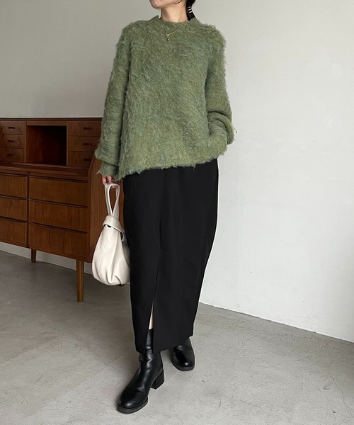 CAPRICIEUX LE'MAGE(カプリシューレマージュ)の「シャギープルオーバー(ニット/セーター・レディース・ライトベージュ/チャコールグレー/グリーン/ブルー・FREE)」の11枚目の写真