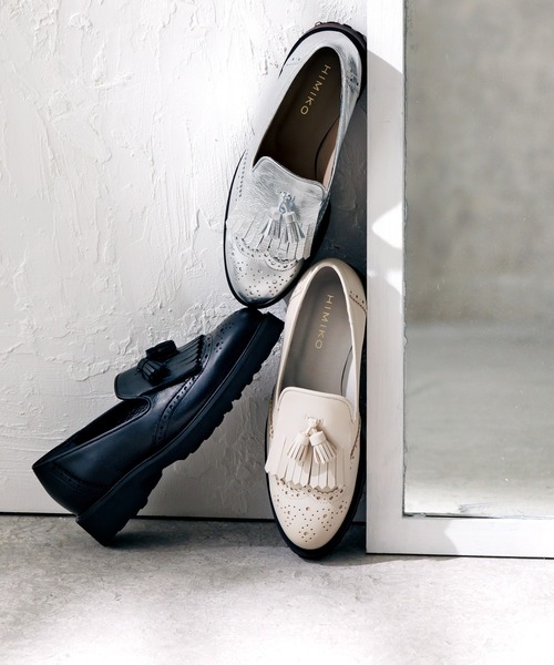 HIMIKO（ヒミコ）の「【Made in Japan】トラックソールキルトタッセルローファー/641108（ローファー・レディース・アイボリー/ブラック/シルバー・22.0cm/25.0cm/24.0cm/23.5cm/22.5cm/23.0cm/25.5cm/24.5cm/26.0cm/21.5cm）」の20枚目の写真