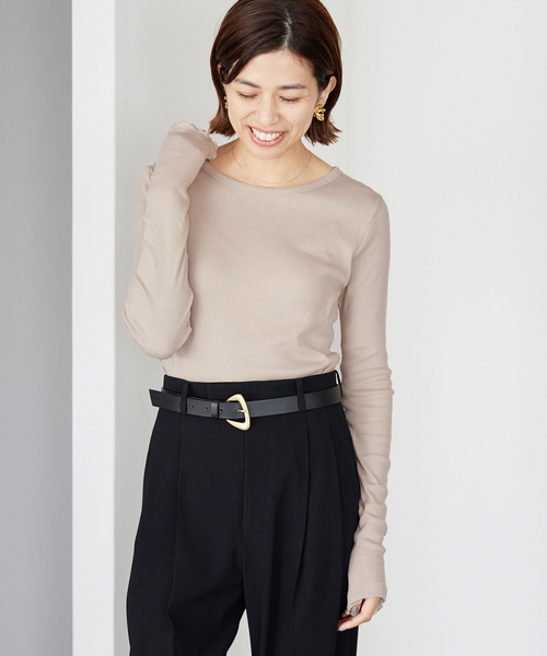 IENA（イエナ）の「CO/SE テレコプルオーバー（Tシャツ/カットソー・レディース・ホワイト/ベージュ/パープル・FREE）」の4枚目の写真