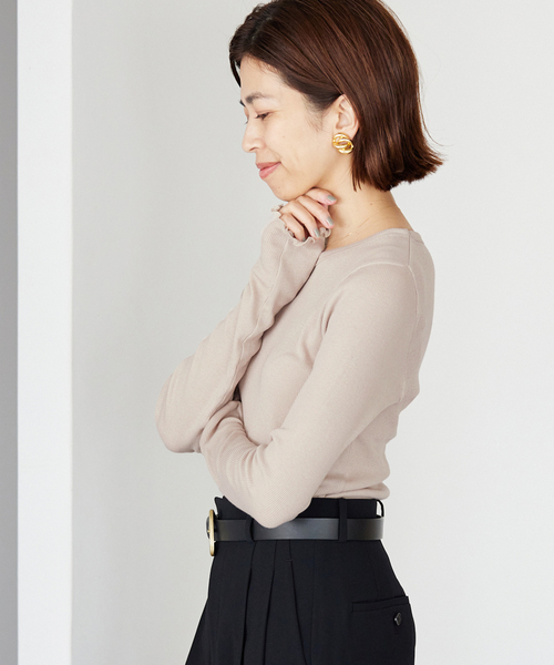 IENA（イエナ）の「CO/SE テレコプルオーバー（Tシャツ/カットソー・レディース・ホワイト/ベージュ/パープル・FREE）」の17枚目の写真