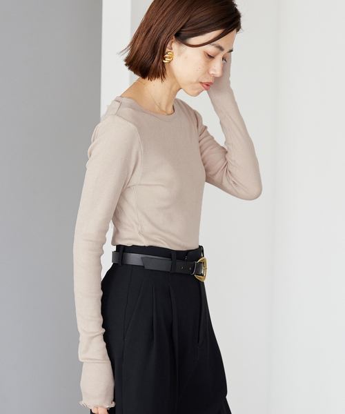 IENA（イエナ）の「CO/SE テレコプルオーバー（Tシャツ/カットソー・レディース・ホワイト/ベージュ/パープル・FREE）」の21枚目の写真