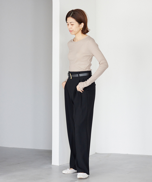 IENA（イエナ）の「CO/SE テレコプルオーバー（Tシャツ/カットソー・レディース・ホワイト/ベージュ/パープル・FREE）」の5枚目の写真