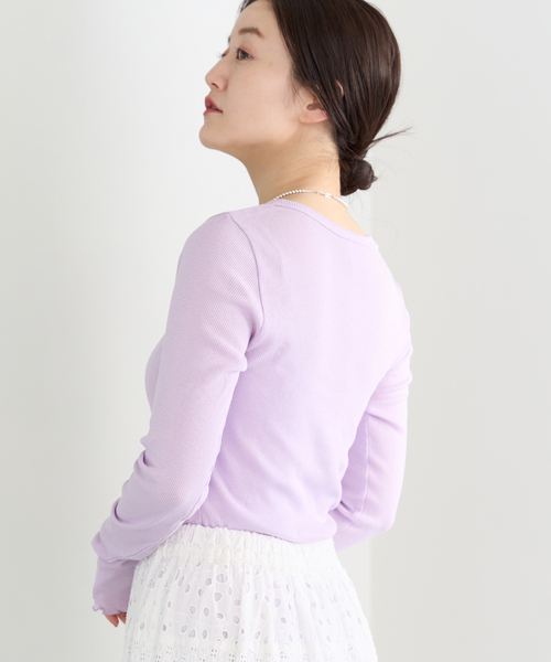 IENA（イエナ）の「CO/SE テレコプルオーバー（Tシャツ/カットソー・レディース・ホワイト/ベージュ/パープル・FREE）」の10枚目の写真