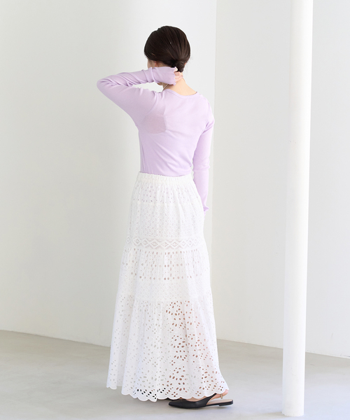 IENA（イエナ）の「CO/SE テレコプルオーバー（Tシャツ/カットソー・レディース・ホワイト/ベージュ/パープル・FREE）」の6枚目の写真