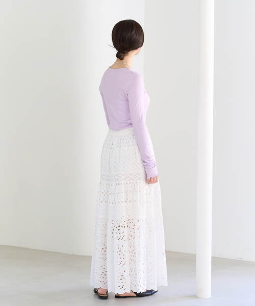 IENA（イエナ）の「CO/SE テレコプルオーバー（Tシャツ/カットソー・レディース・ホワイト/ベージュ/パープル・FREE）」の19枚目の写真