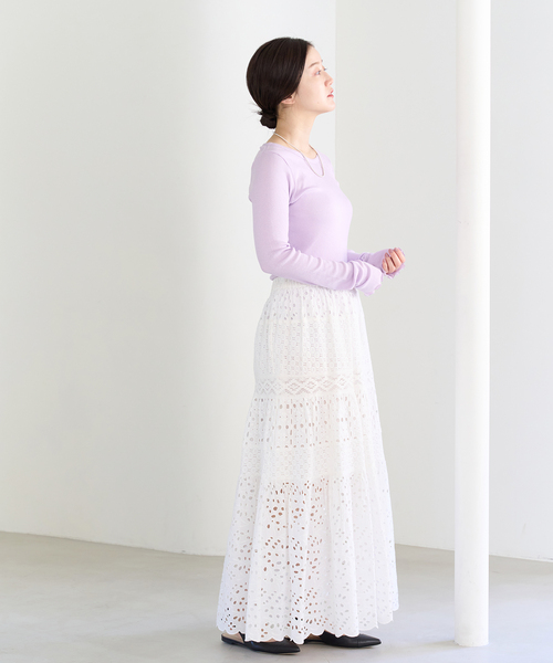 IENA（イエナ）の「CO/SE テレコプルオーバー（Tシャツ/カットソー・レディース・ホワイト/ベージュ/パープル・FREE）」の11枚目の写真