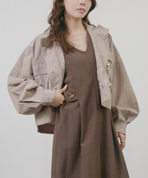 Social GIRL（ソーシャルガール）の「スタンドショートジャケット（マウンテンパーカー・レディース・アイボリー/グレイッシュベージュ/カーキ/ブラック・M/L）」の17枚目の写真