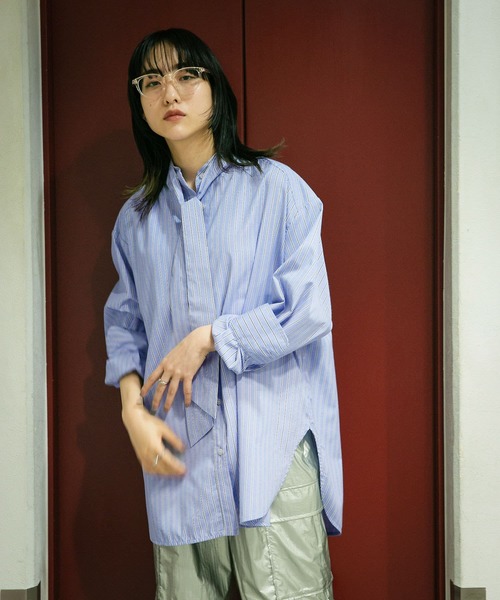 KBF（ケイビーエフ）の「ボウタイロングシャツ（シャツ/ブラウス・レディース・ベージュ系その他/ブルー系その他・ONE）」の16枚目の写真