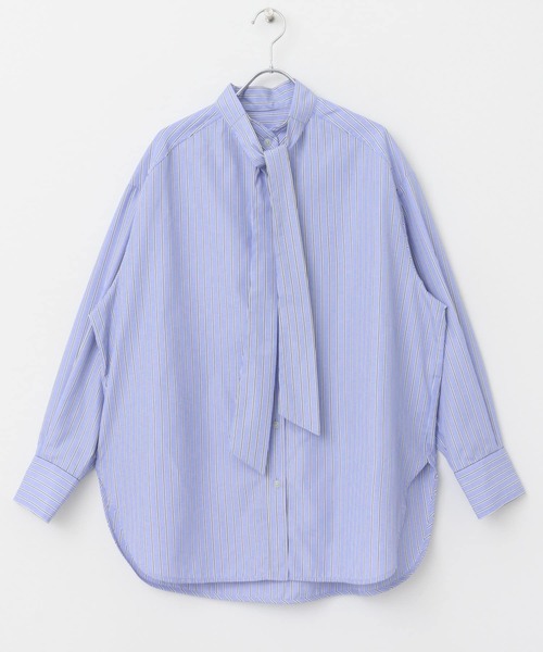 KBF（ケイビーエフ）の「ボウタイロングシャツ（シャツ/ブラウス・レディース・ベージュ系その他/ブルー系その他・ONE）」の3枚目の写真