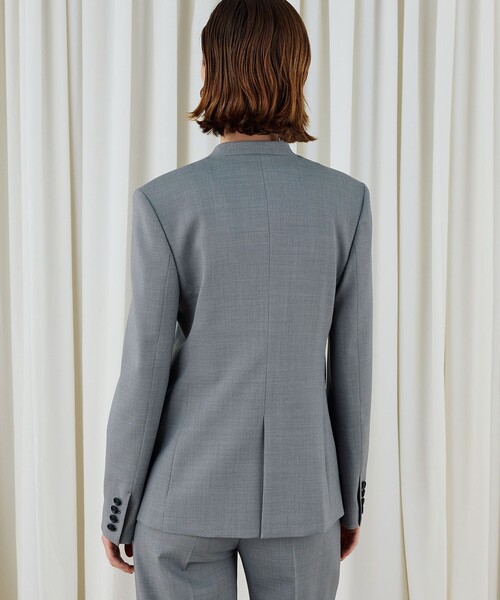 ポリエステルウールバラシャ Vカラージャケット（ノーカラージャケット