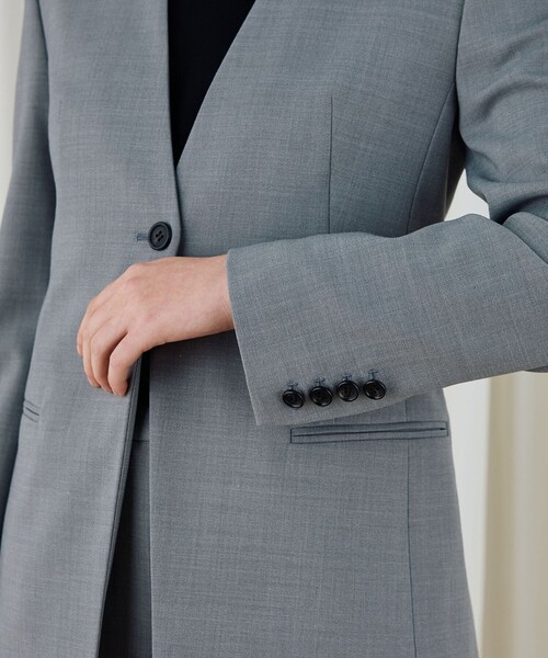 ポリエステルウールバラシャ Vカラージャケット（ノーカラージャケット