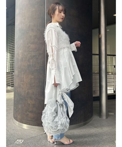 dazzlin（ダズリン）の「ラメシャギー2wayミニトップス（ニット/セーター・レディース・オフホワイト/グレー/ピンク・FREE）」の10枚目の写真