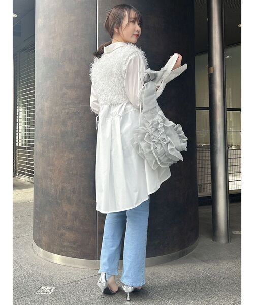 dazzlin（ダズリン）の「ラメシャギー2wayミニトップス（ニット/セーター・レディース・オフホワイト/グレー/ピンク・FREE）」の11枚目の写真