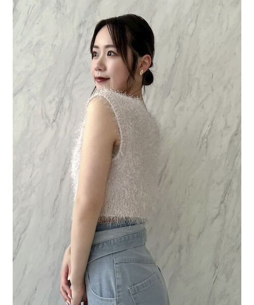 dazzlin（ダズリン）の「ラメシャギー2wayミニトップス（ニット/セーター・レディース・オフホワイト/グレー/ピンク・FREE）」の14枚目の写真