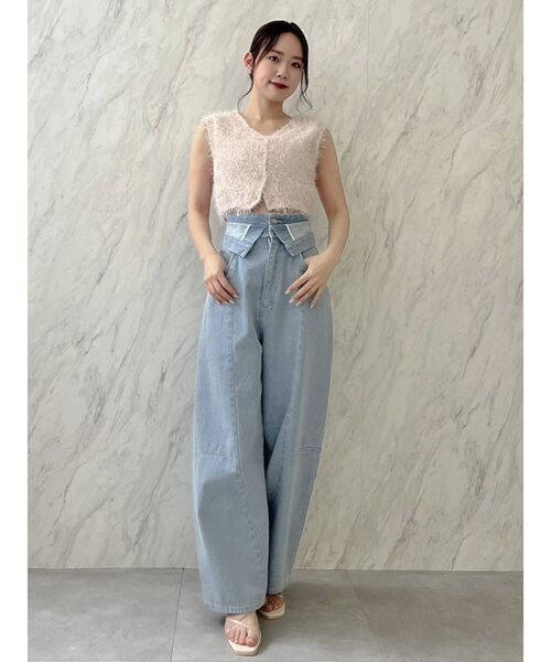 dazzlin（ダズリン）の「ラメシャギー2wayミニトップス（ニット/セーター・レディース・オフホワイト/グレー/ピンク・FREE）」の15枚目の写真