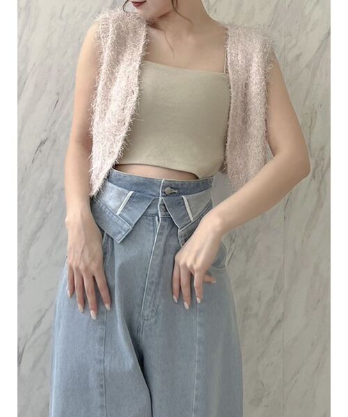 dazzlin（ダズリン）の「ラメシャギー2wayミニトップス（ニット/セーター・レディース・オフホワイト/グレー/ピンク・FREE）」の19枚目の写真