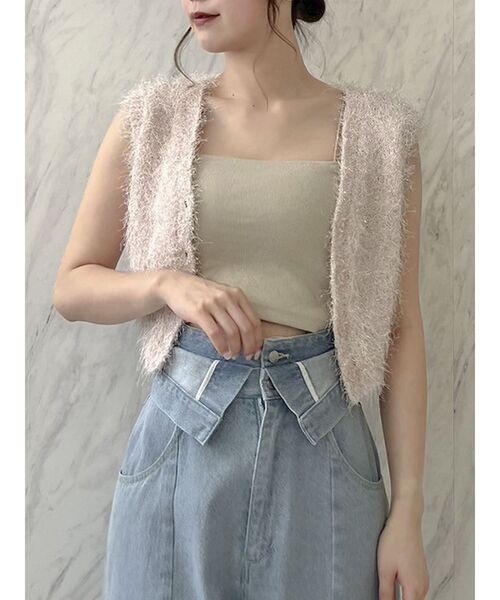 dazzlin（ダズリン）の「ラメシャギー2wayミニトップス（ニット/セーター・レディース・オフホワイト/グレー/ピンク・FREE）」の20枚目の写真