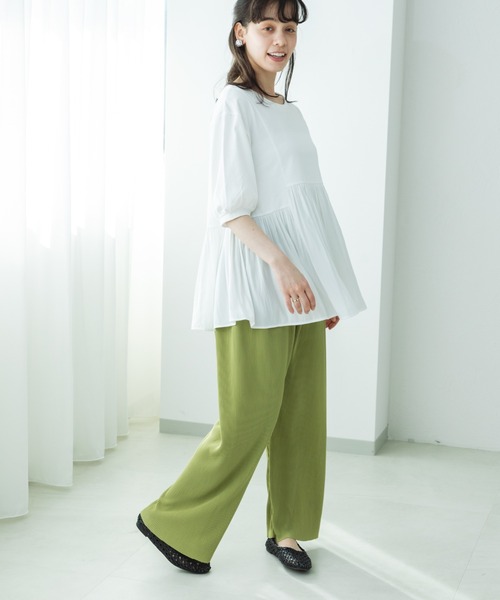 pairmanon(ペアマノン)の「【リンクコーデ】【ママサイズ】セルフカットプリーツパンツ(その他パンツ・レディース・ベージュ/レッド/グリーン/ブラック/カーキ・FREE)」の14枚目の写真