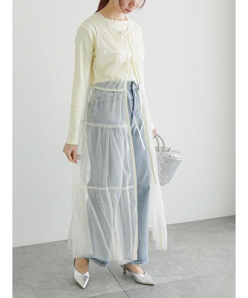 Te chichi(テチチ)の「レイヤードチュールロングワンピース(ワンピース・レディース・ブラック/オフホワイト・F)」の8枚目の写真