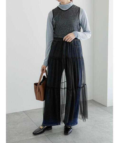 Te chichi(テチチ)の「レイヤードチュールロングワンピース(ワンピース・レディース・ブラック/オフホワイト・F)」の15枚目の写真