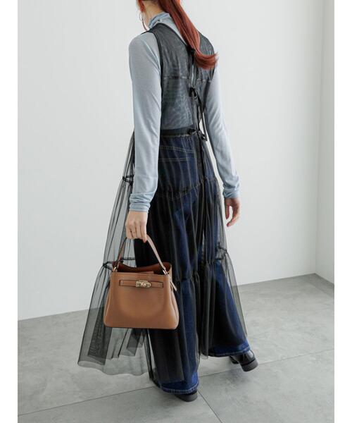 Te chichi(テチチ)の「レイヤードチュールロングワンピース(ワンピース・レディース・ブラック/オフホワイト・F)」の17枚目の写真